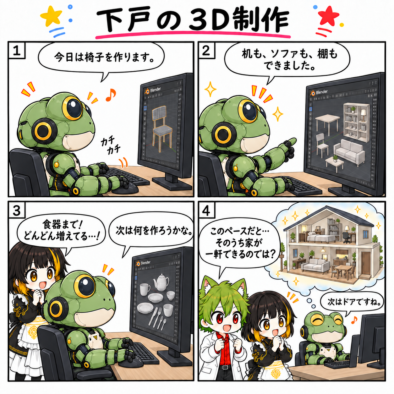 4コマ「下戸の3D制作」